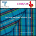 Ilustração de tecido/fios de tecido xadrez azul e amarelo têxteis padrão tropical estilo algodão 100% algodão tingido da tela de seleção